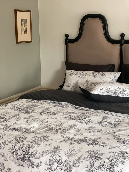 HKM-331091 Pure Cotton Knitting Printed Linen Sheet Quilt Cover Set for 1.2m to 2.0m Beds