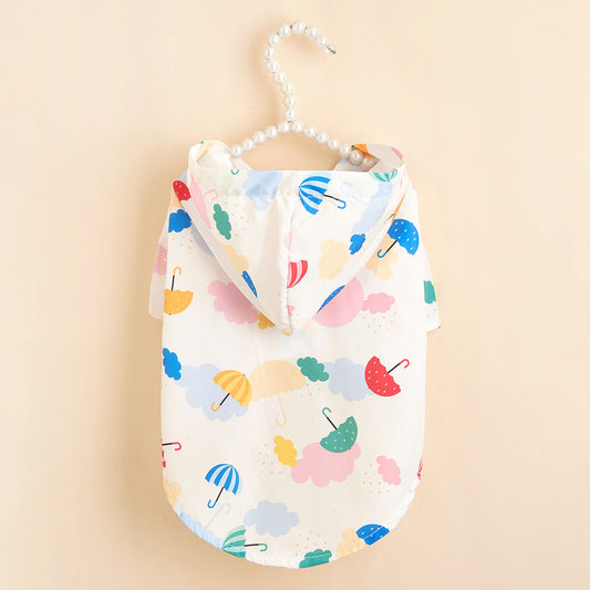 HKM-332499 Colorful Cartoon Umbrella Pattern Pet Raincoat in Various Sizes