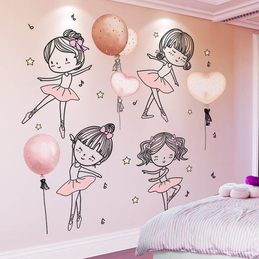 HKM-335315 Lovely Dancer 3D Stereo Wall Sticker for Bedroom - Waterproof PVC, Extra Large 104x52cm