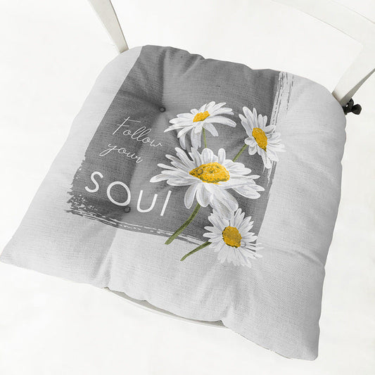 HKM-335443 Daisy Floral Cotton Linen Chair Cushions in Various Styles and Colors