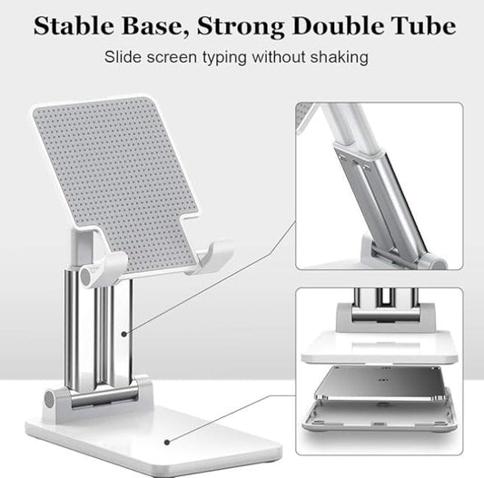 HKM-339091 Adjustable Ergonomic Phone and Tablet Stand with Stabilizing Metal Base