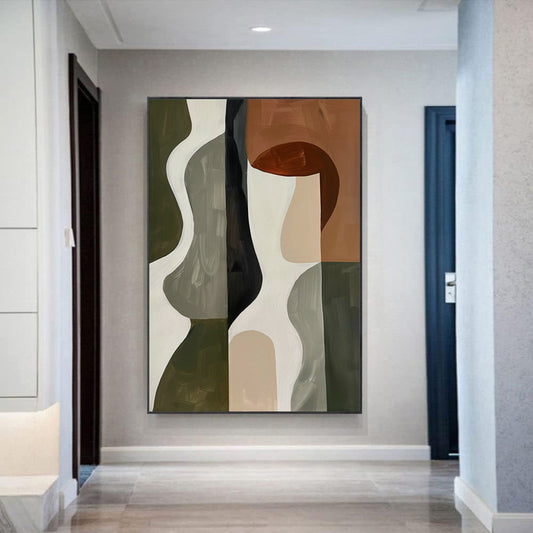 HKM-339923 Handmade Oil Painting Canvas Art - Wabi-Sabi Style Abstract Minimalism for Home Decor, Unframed and Rolled