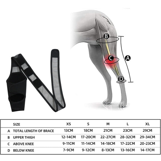 HKM-340307 Pet Dog Leg Fracture Support Gear - Neoprene Protective Thigh Sleeve in Black, Available in S, M, L, XL