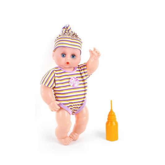 HKM-340627 12 Inch Mini Doll with Foldable Stroller for Girls, Battery Operated Musical Toy, Reborn Doll