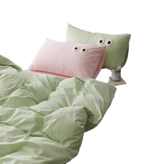 HKM-340819 Big Eyes Cotton Washed Bed Sheet Set in Modern Simplicity - Available in Multiple Sizes