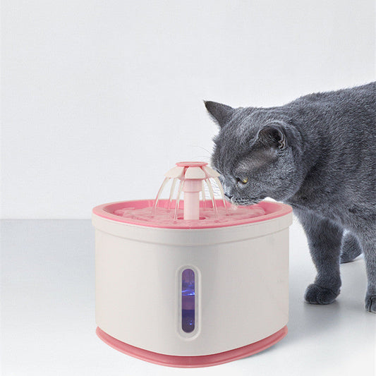 HKM-342163 Automatic Pet Water Fountain with LED Light and 2L Capacity, Silent Pump, 3 Flow Settings