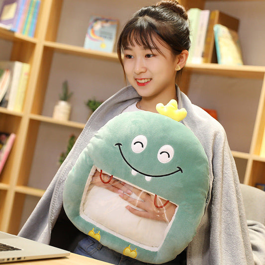 HKM-343571 Winter Plush Hand Warmer Pillow with Mobile Phone Viewing Blanket