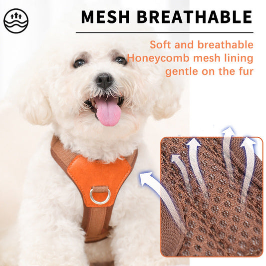 HKM-343635 Retro Hand-Holding Rope Pet Harness in Brown, Green, and Blue - Polyester Material