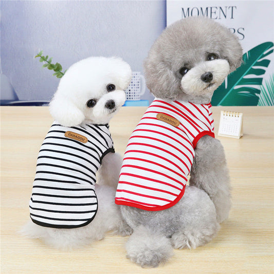 HKM-343699 Casual Striped Vest for Pets - Cotton Dog Clothing in Various Colors and Sizes