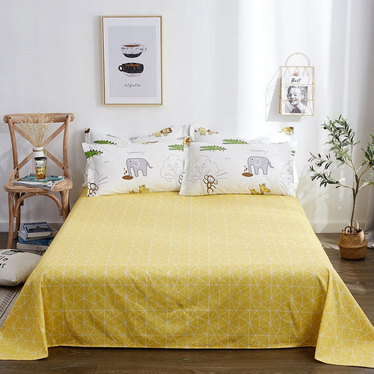HKM-346899 Double Cotton Bed Linen for Student Dormitory - Simple Style with Floral Patterns in Various Colors and Sizes