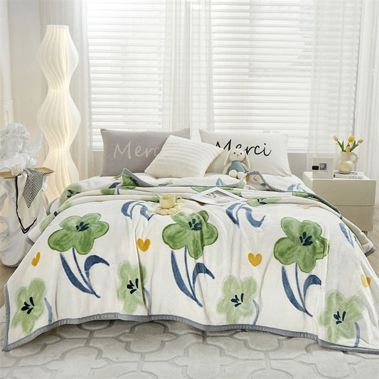 HKM-351187 Cozy Mink Fur Fabric Woolen Blanket in Assorted Colors and Geometric Patterns for All Seasons