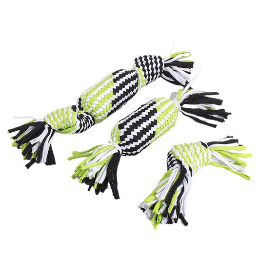 HKM-352979 Durable Cotton Rope Toy for Dogs - Bite-Resistant, Multi-Color Knotted Design