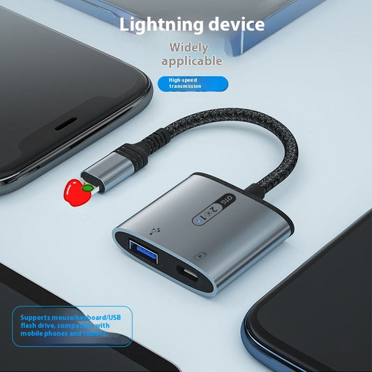 HKM-353043 Lightning to USB Charging Adapter Cable for Compatible Devices with Braided Armor Wire