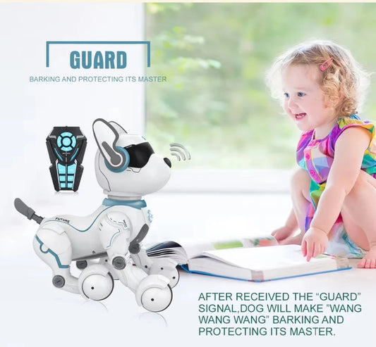 HKM-355219 Programmable Remote-Controlled Stunt Dog with Voice Imitation and Light & Sound Features for Kids