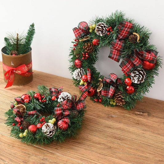 HKM-358227 Christmas Bow Garland Decoration for Doors and Windows – PVC, Multiple Styles and Sizes Available