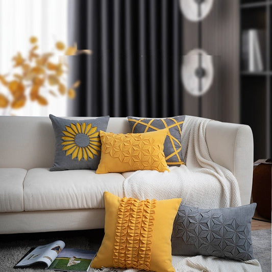HKM-359059 Modern Minimalist Geometric Sunflower Pillow Cover for Living Room and Bed - Various Sizes Available