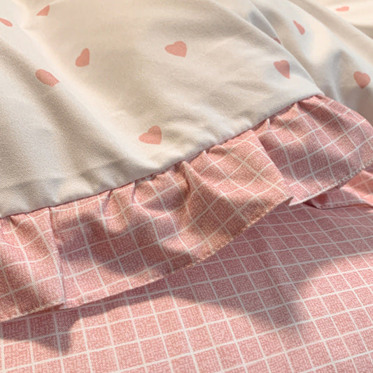 HKM-360403 Three-Piece Princess Heart Floral Bed Sheet Set for 1.2m to 2.0m Beds
