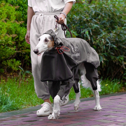 HKM-360659 Hooded Adjustable Raincoat for Medium to Large Dogs - Waterproof Four-Leg Design in Multiple Colors