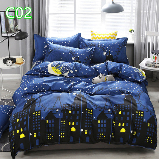 HKM-360723 Cute Cartoon Pattern Soft Quilt Cover and Pillowcase Set for Kids - Multiple Sizes Available