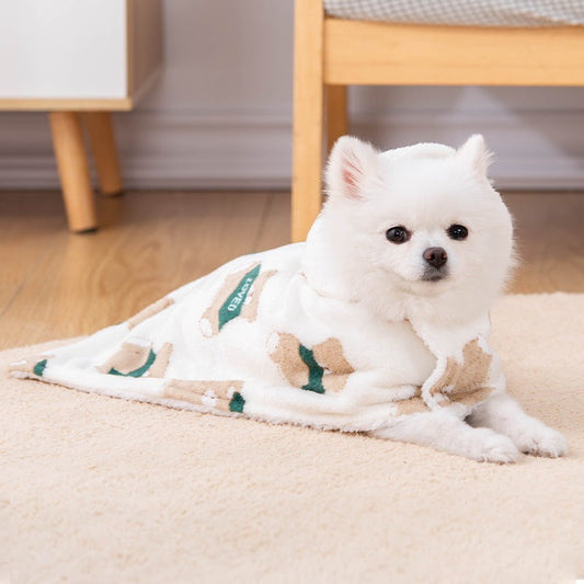 HKM-365523 Cappuccino Bear Cat Cloak Robe for Autumn and Winter - Cozy Blanket Style Pet Clothing