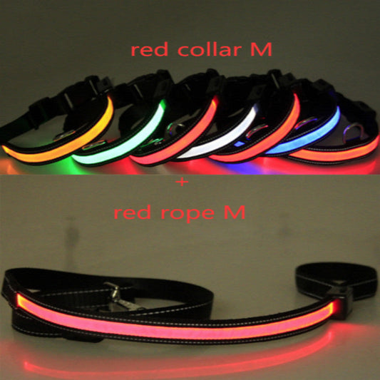 HKM-365843 Fluorescent Adjustable Dog Collar with Solar and USB Charging - 4-6 Hours Light Duration