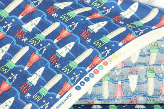 HKM-366803 Nordic Style Rocket Print Cotton Fabric for Handmade DIY Projects - 45cm x 110cm