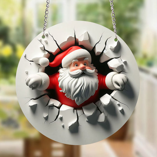 HKM-368275 Round Acrylic Santa Claus Ornaments for Christmas Decoration - Multiple Colors Available