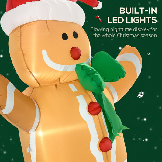 HKM-369427 6ft Inflatable Gingerbread Man Yard Decoration with LED Lights for Outdoor Display