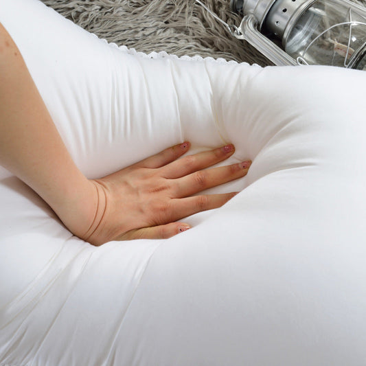 HKM-370451 Pure Cotton Lavender Filler Feather Velvet Pillow - White 48*74cm