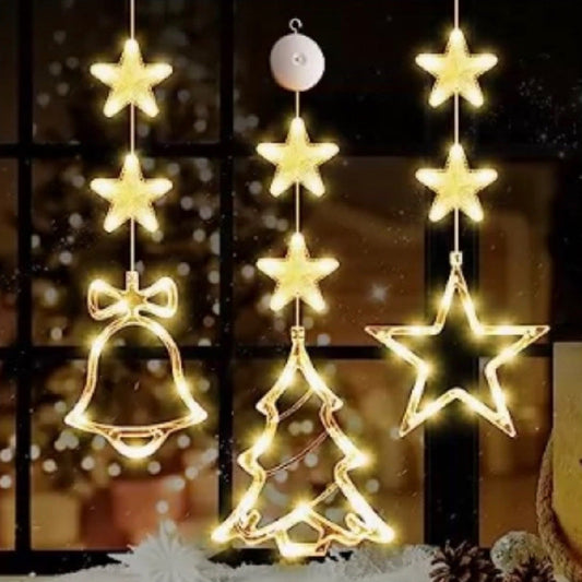 HKM-370579 LED Holiday Decoration Suction Cup Light with 100 Beads - Battery Operated Festive Colors for Christmas