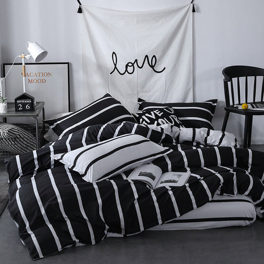 HKM-370771 Simple and Modern Three-Piece Bedding Set with Cool Feeling Polyester Fabric