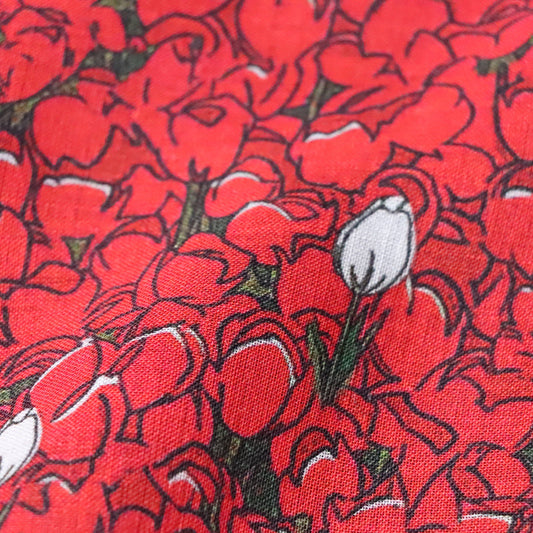 HKM-373587 Rose Twist Pure Ramie Digital Printing Fabric - 140cm Wide, Available in Multiple Lengths