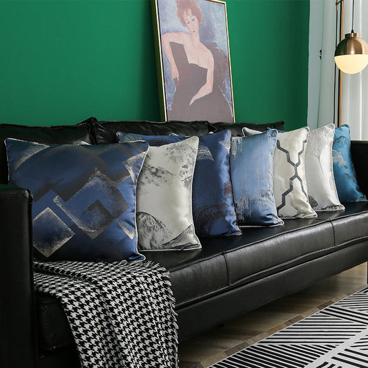 HKM-374035 Simple Modern Geometric Silk and Satin Throw Pillow Cover - 45x45cm