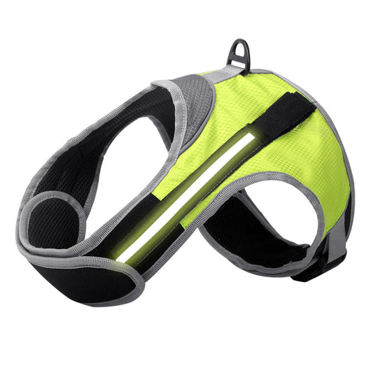 HKM-376403 Luminous LED Adjustable Pet Chest Strap in Lake Blue, Fluorescent Green, Wine Red, and Sun Orange
