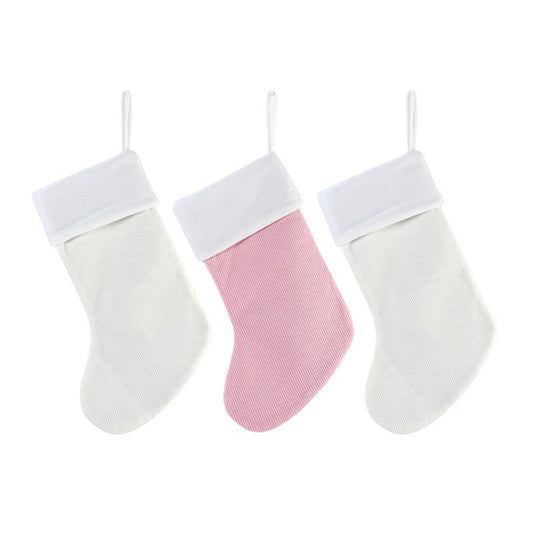 HKM-376659 Christmas Fox Wool Gift Stockings - White, Red & Golden Variants, Cozy Cloth Material