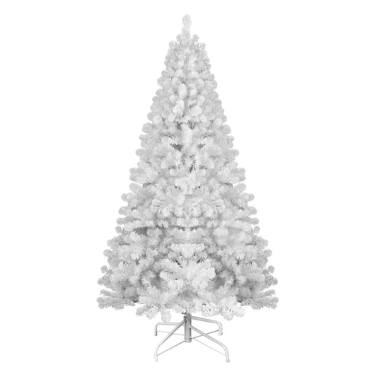 KTX-377811 Hinged 7.5ft White PVC Christmas Tree with 48-inch Diameter for Indoor Decor