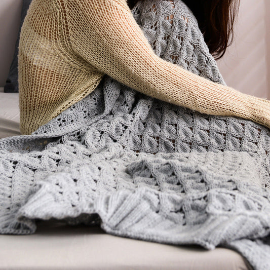 HKM-378835 Nordic Solid Color Acrylic Blanket - Soft Knitted Home Decor, 130x160cm