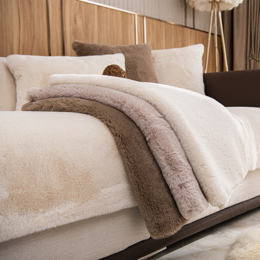 HKM-379731 Warm Plush Rabbit Sofa Cushion for Autumn and Winter - Available in Multiple Colors and Sizes