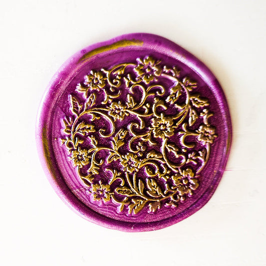 HKM-381779 Vintage Round Ceramic Tile Seal with Fire Pattern - 3 cm Diameter for Envelopes and Invitations