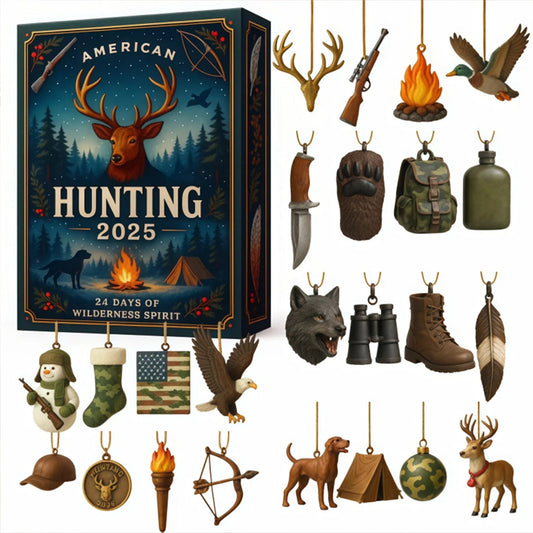 HKM-382931 Hunting Acrylic Pendant Advent Calendar Blind Box for Christmas Tree Decoration