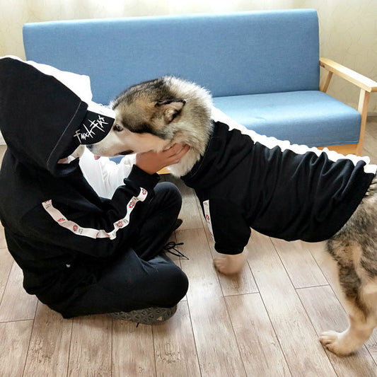HKM-384723 Cozy Cotton Dog Sweater for Autumn and Winter - Stylish Casual Design in Black/White and Red/White Color Options