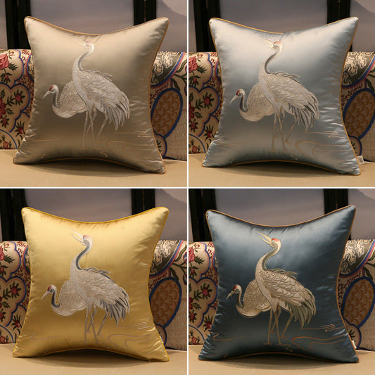 HKM-387731 Crane Pattern Polyester Cushion Cover for Home Decor - Various Sizes Available