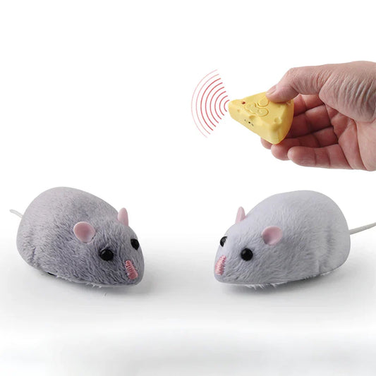 HKM-389139 Remote Control Plush Mouse Toy for Cat Training and Play, Mini Electric Running Toy