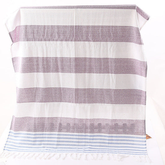 HKM-390291 Turkish Cotton Striped Beach Towel - 100x180cm - 60% Cotton, 40% Polyester
