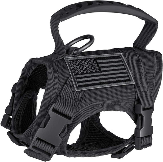 HKM-390739 Adjustable Cat Chest Strap Vest with Leash - Oxford Cloth in Black, Khaki, and Army Green