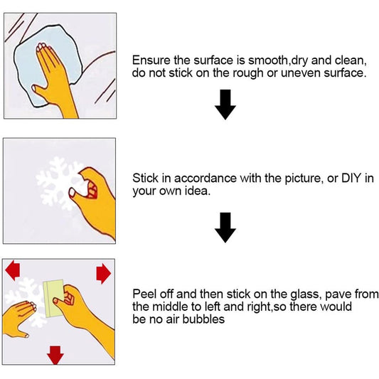 HKM-395411 White Snowflake Window Clings - 135 Pcs Static Stickers for Christmas and Winter Decorations