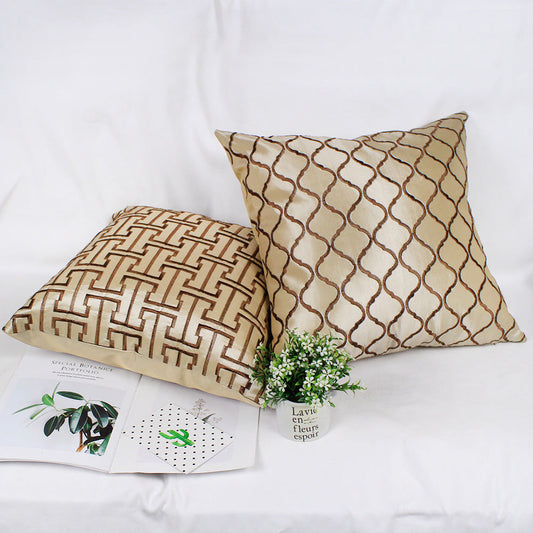 HKM-396435 Neoclassical Stripe Cushion Cover in Artificial Silk with PP Cotton Filling