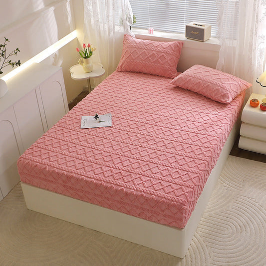 HKM-398419 Taffon Quilted Fitted Sheet in Various Sizes - Polyester-Cotton Blend with Tie Dye Design