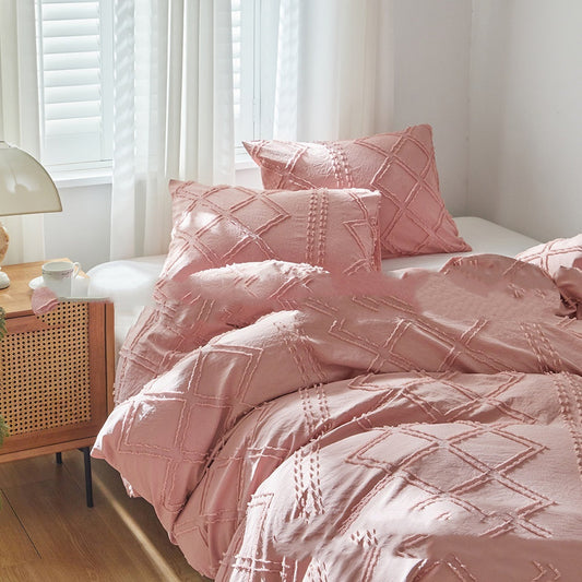 HKM-399763 Geometric Pattern Duvet Cover Set with Pillowcases - Multiple Sizes Available
