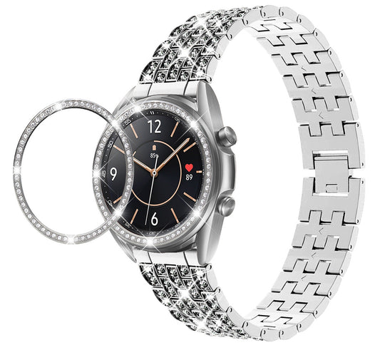 HKM-401427 Stylish Alloy Diamond Strap for Samsung Galaxy Watch - Metal Wristband, 155-210mm Adjustable Fit